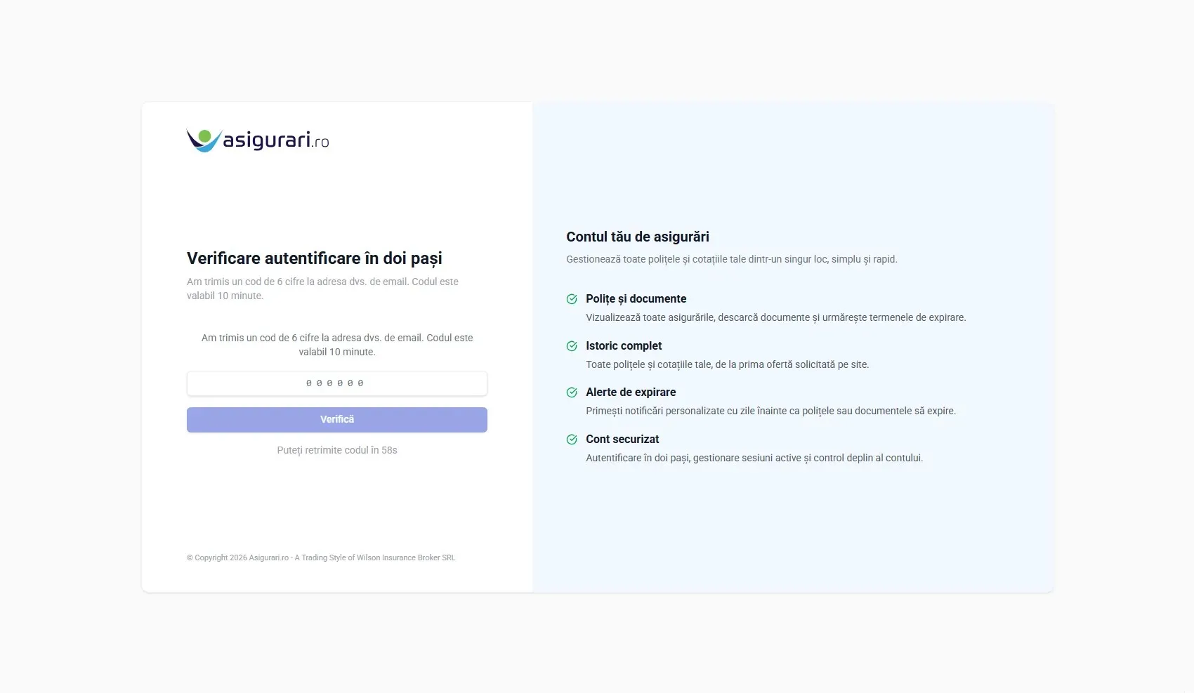 Verificare 2FA — desktop