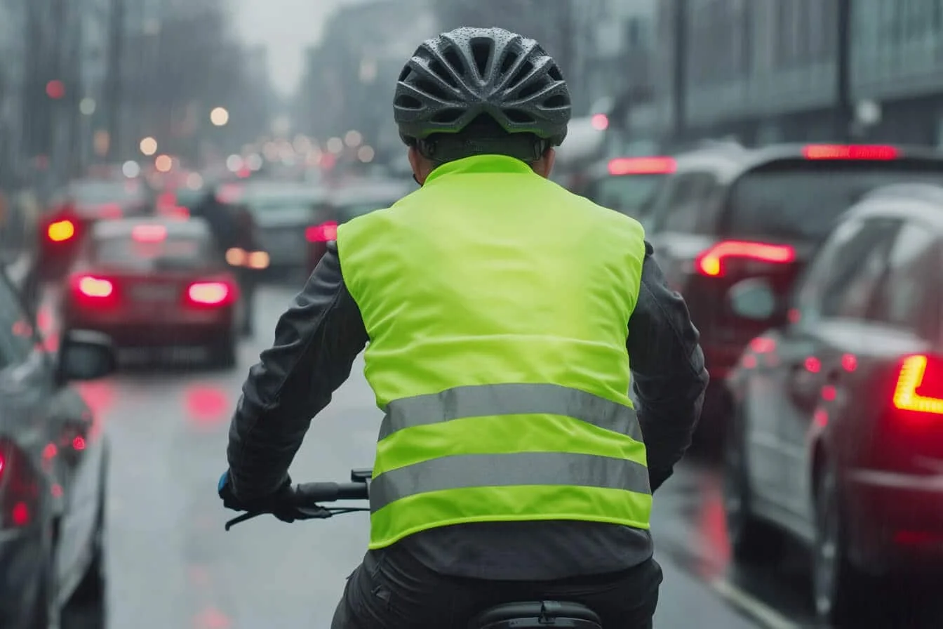 Un biciclist in trafic