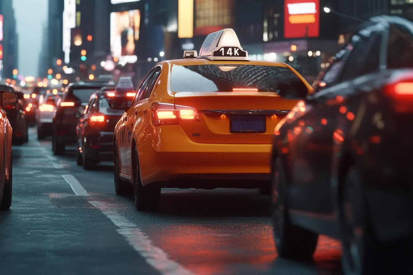 Un taxi in trafic