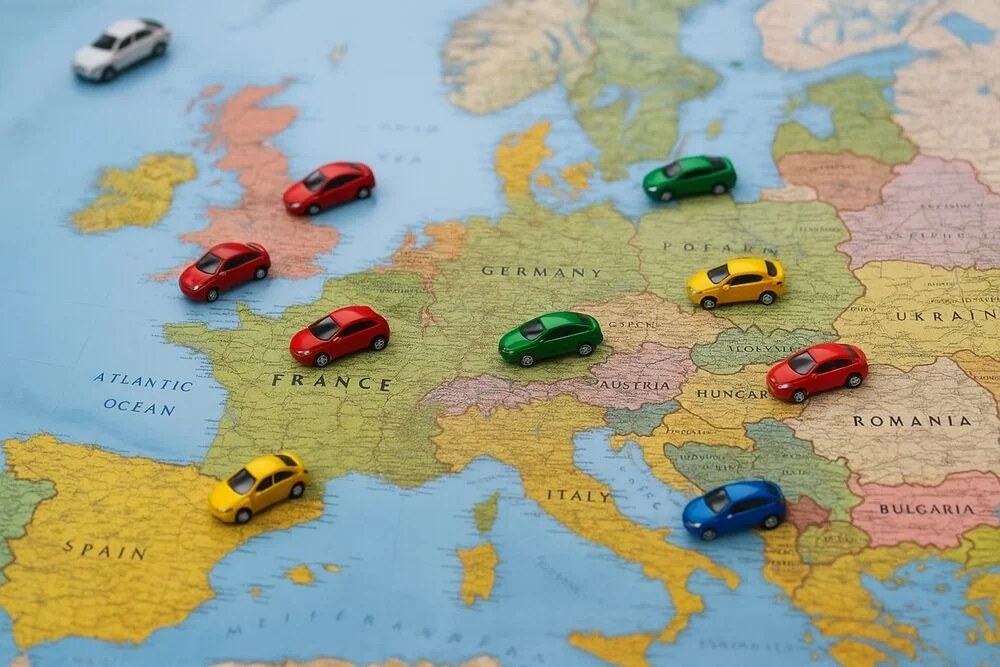 Harta europei cu masini de jucarie