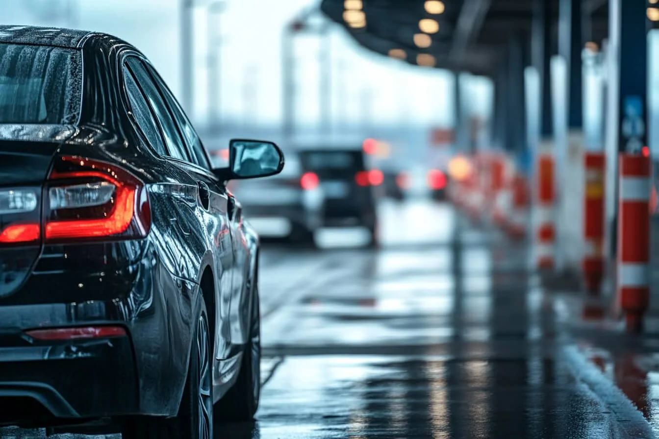 Masina asteptand la vama