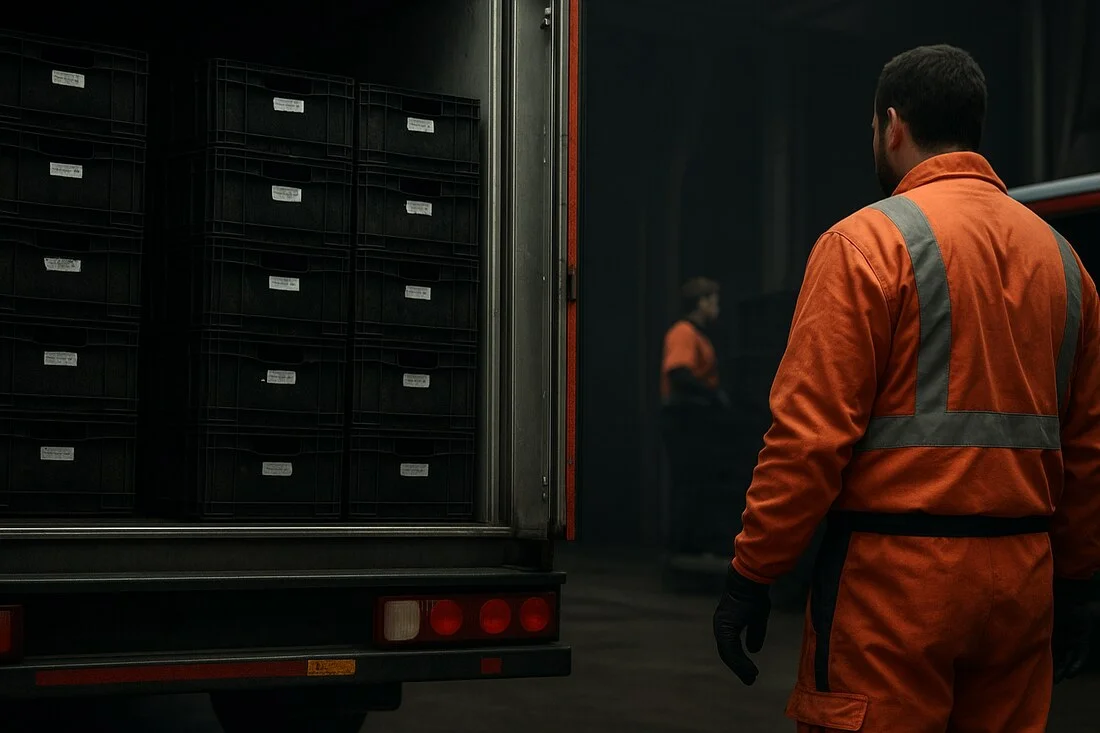 Un angajat verificand marfa