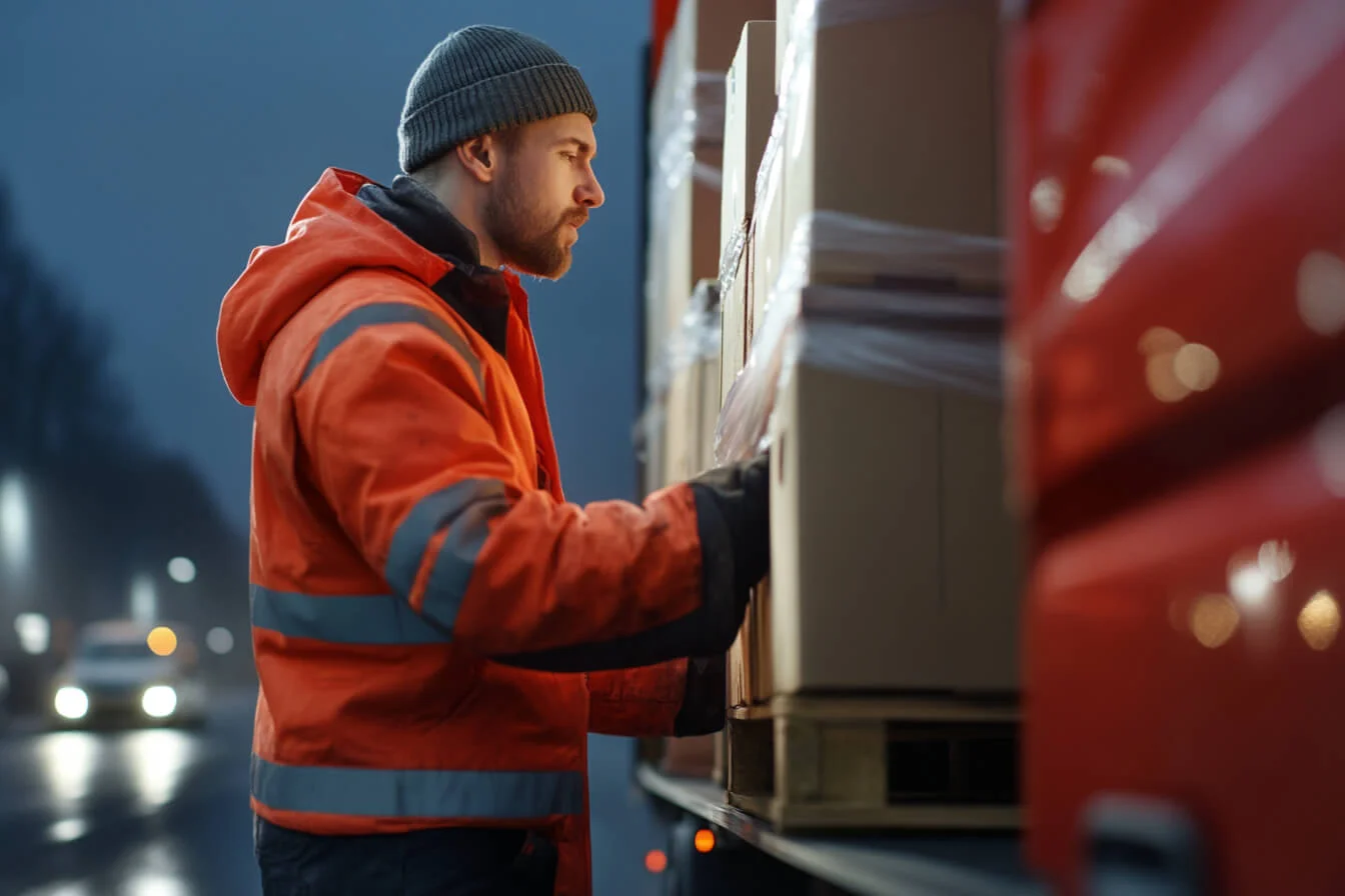 Un barbat care verifica marfa