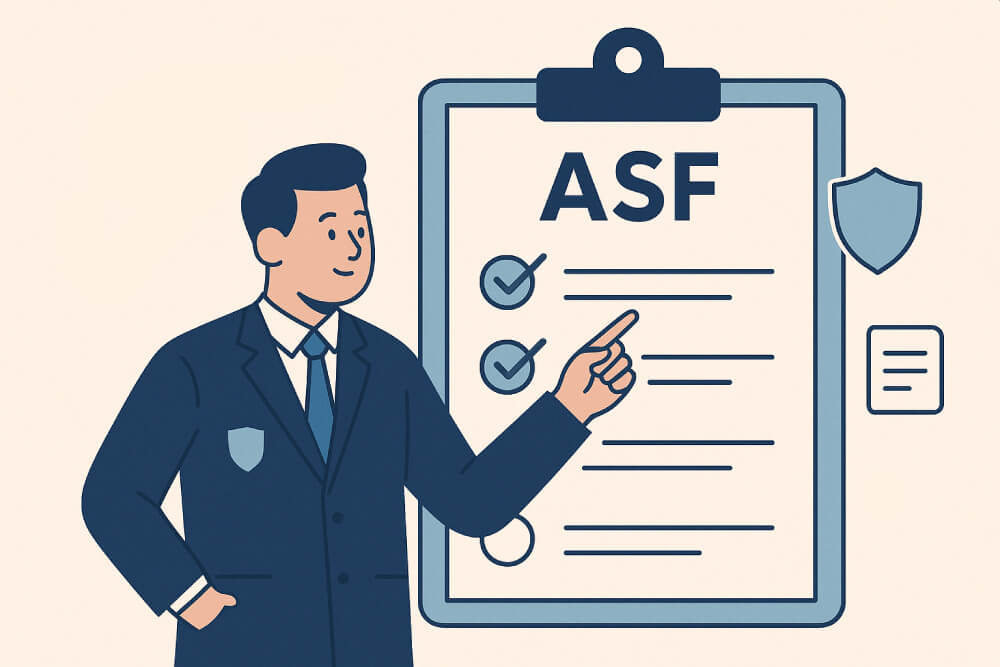 Un om aratand un contract ASF