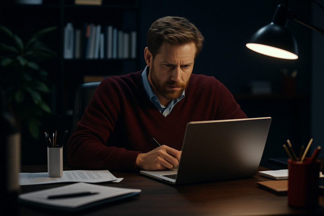 Barbat la laptop