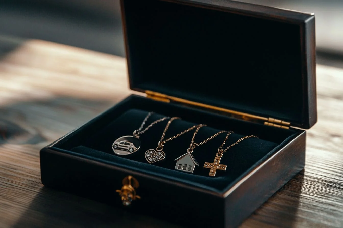 Cutie de bijuterii cu diverse tipuri de polițe de asigurare