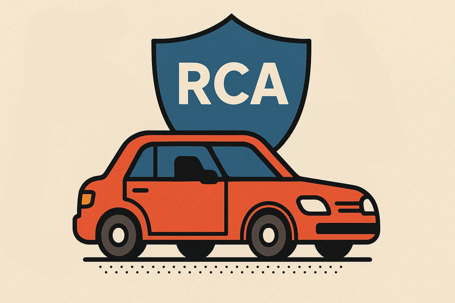 O masina in fata unui scut pe care scrie rca
