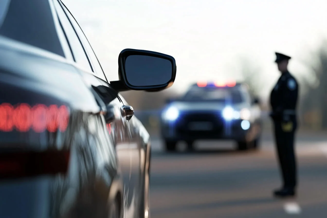 Masina oprita de politist pentru incalcarea vitezei admise