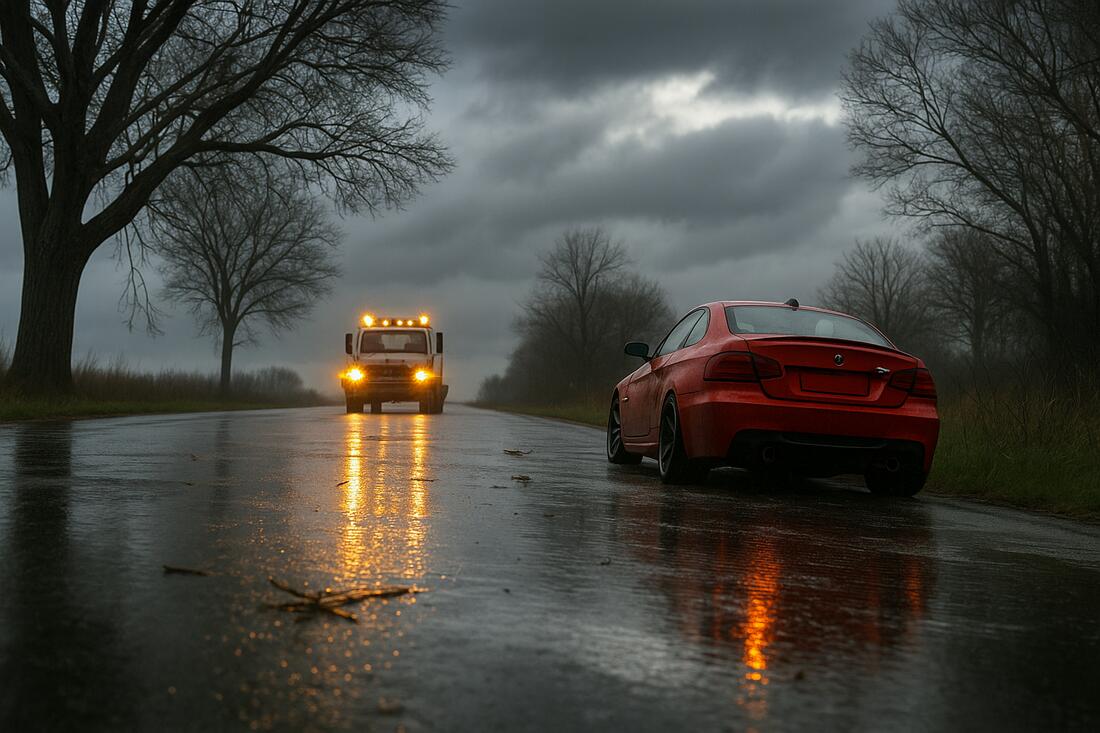 O masina ramasa in drum