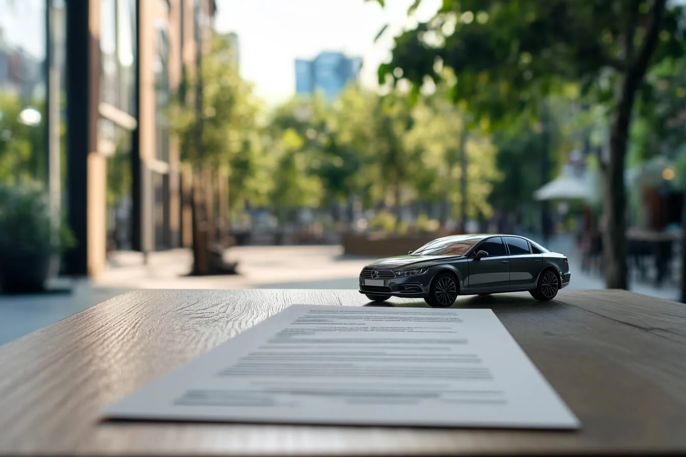 Masinuta miniatura pe o polita de asigurare