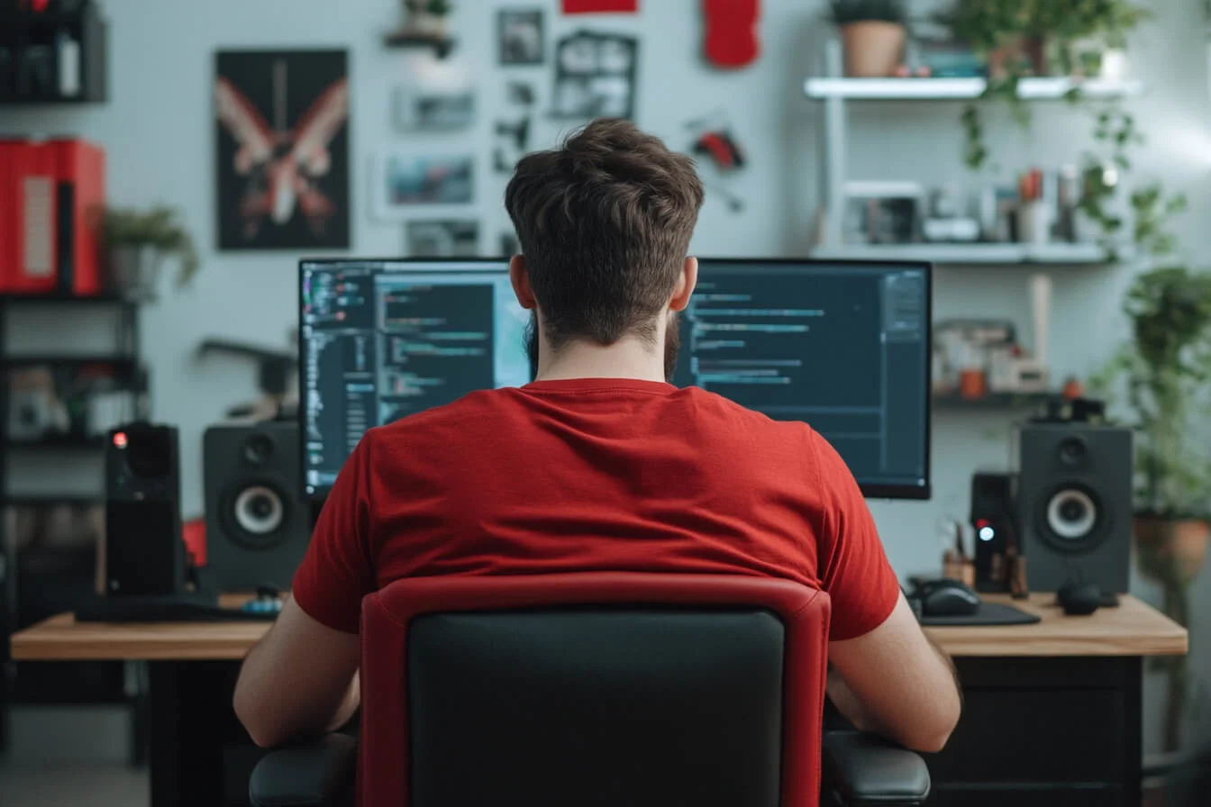 Angajat lucrand de acasa