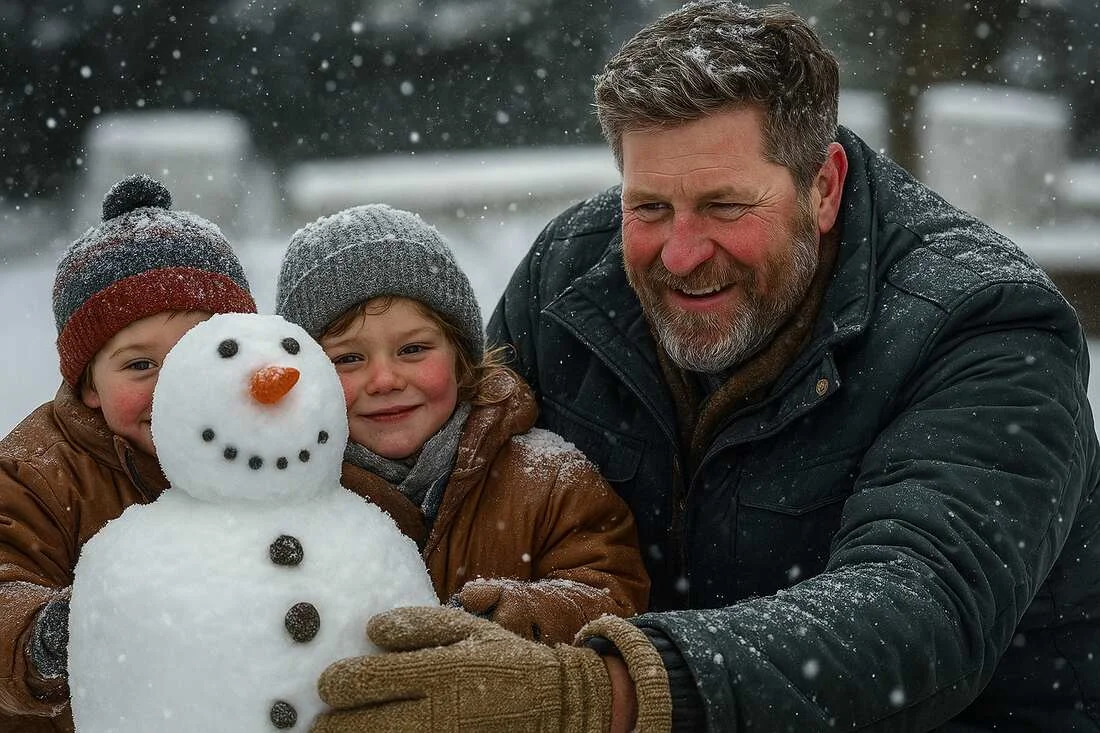 Familie construind un om de zapada