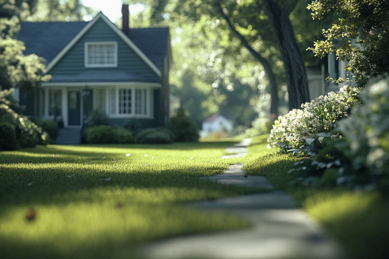 O imagine cu o casa cu spatiu verde