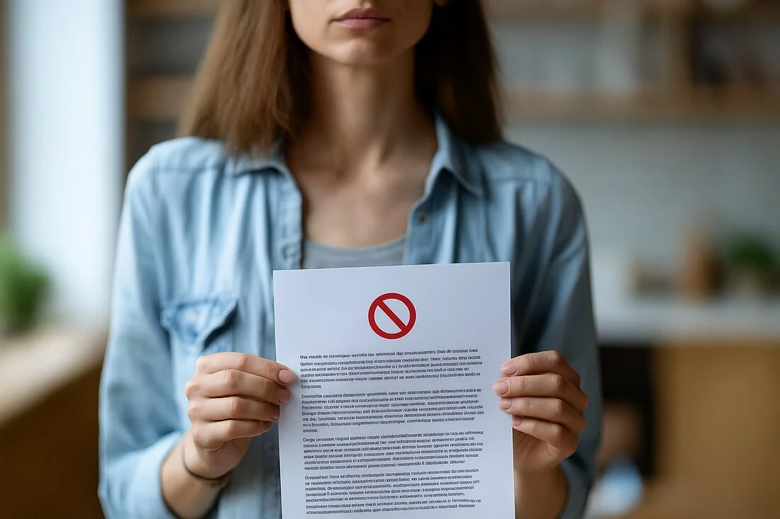 Femeie tine in mana o polita de asigurare respinsa