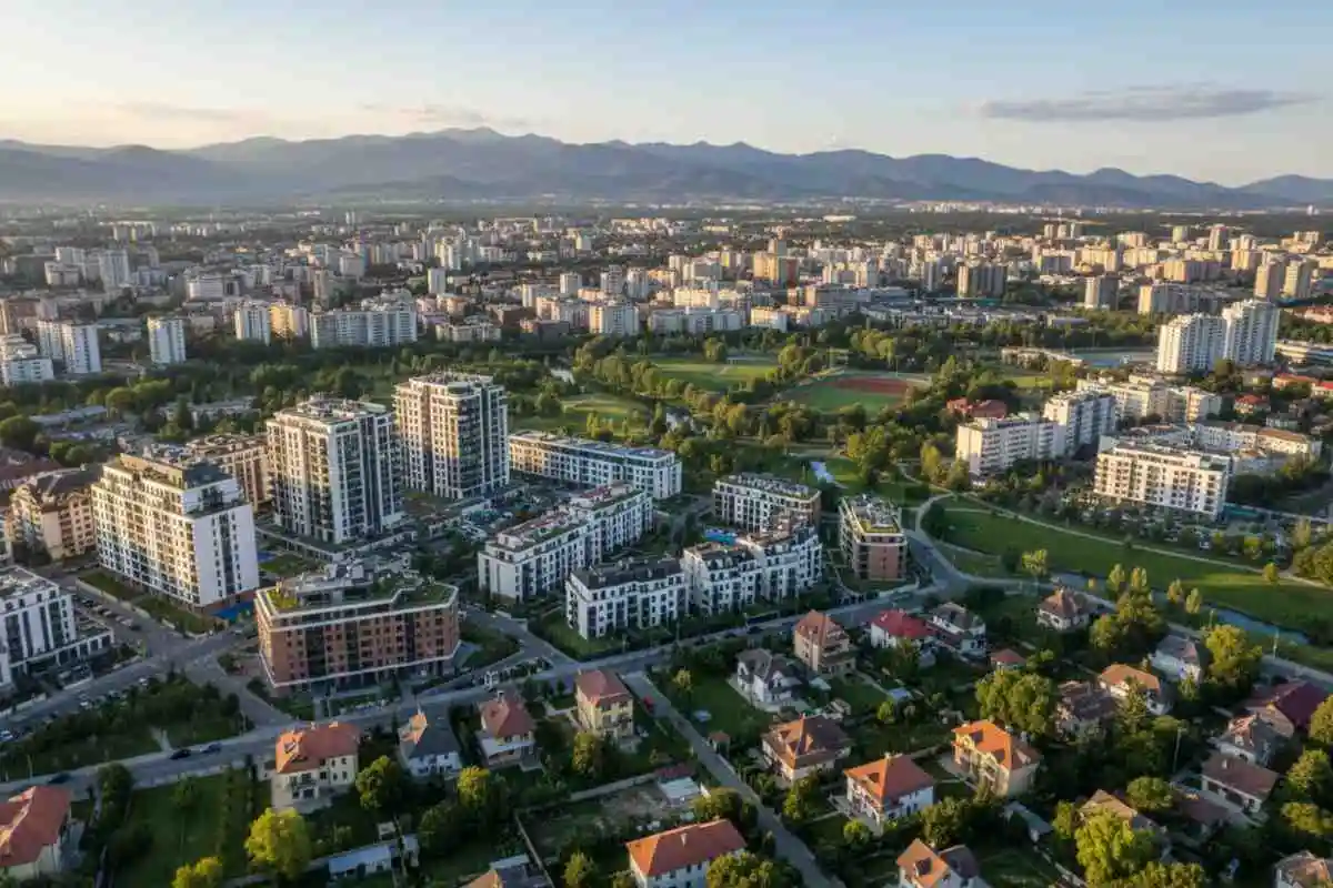 Vedere aeriană a unui cartier rezidențial din România
