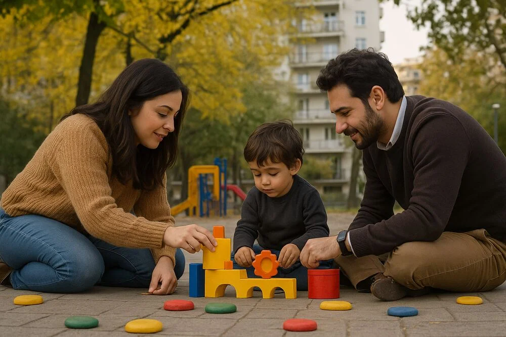Parinti care se joaca cu copilul