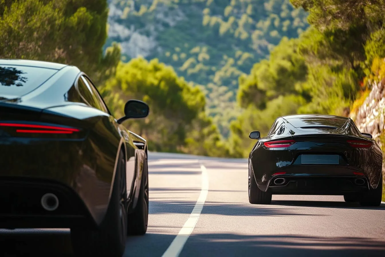 Doua masini care se intersecteaza pe drum