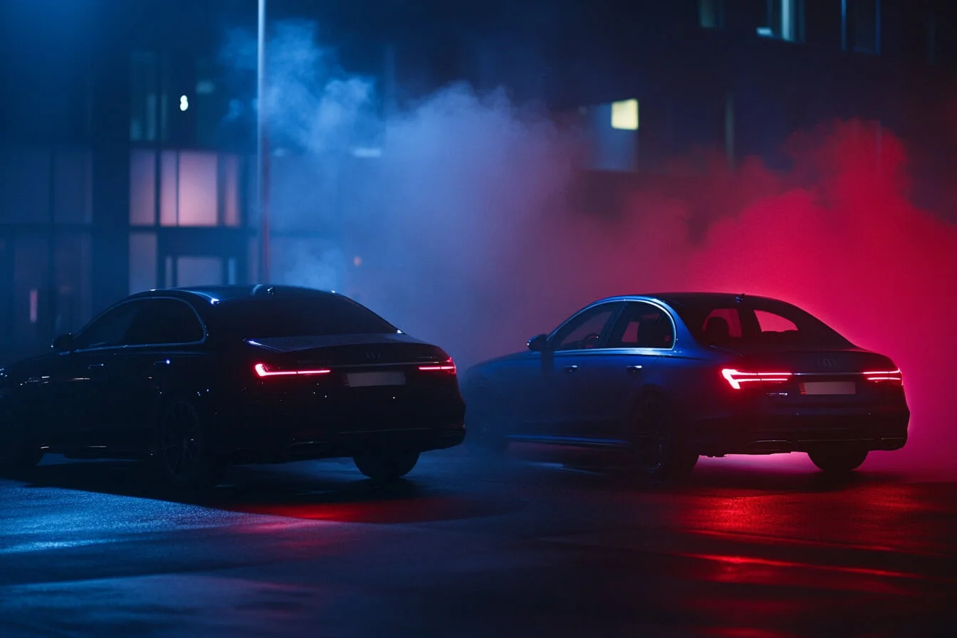 Doua masini pe timp de noapte