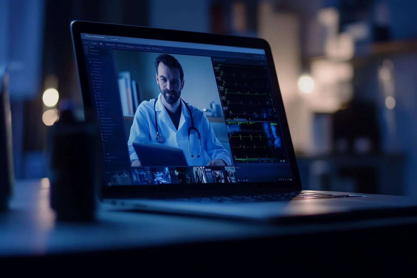 Un medic interpretand analizele online