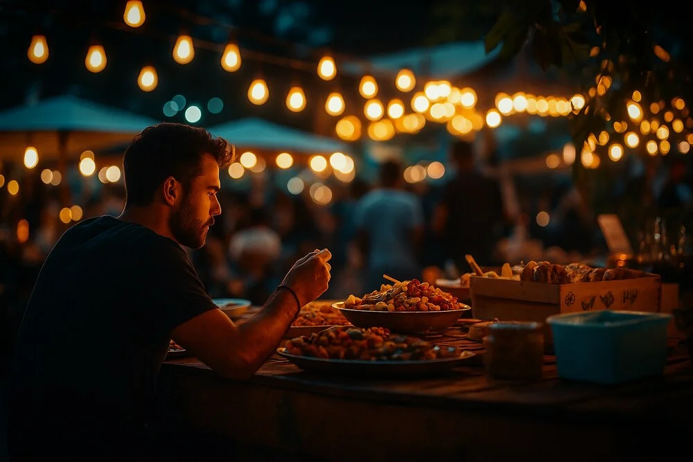 Turist incercand mancaruri exotice