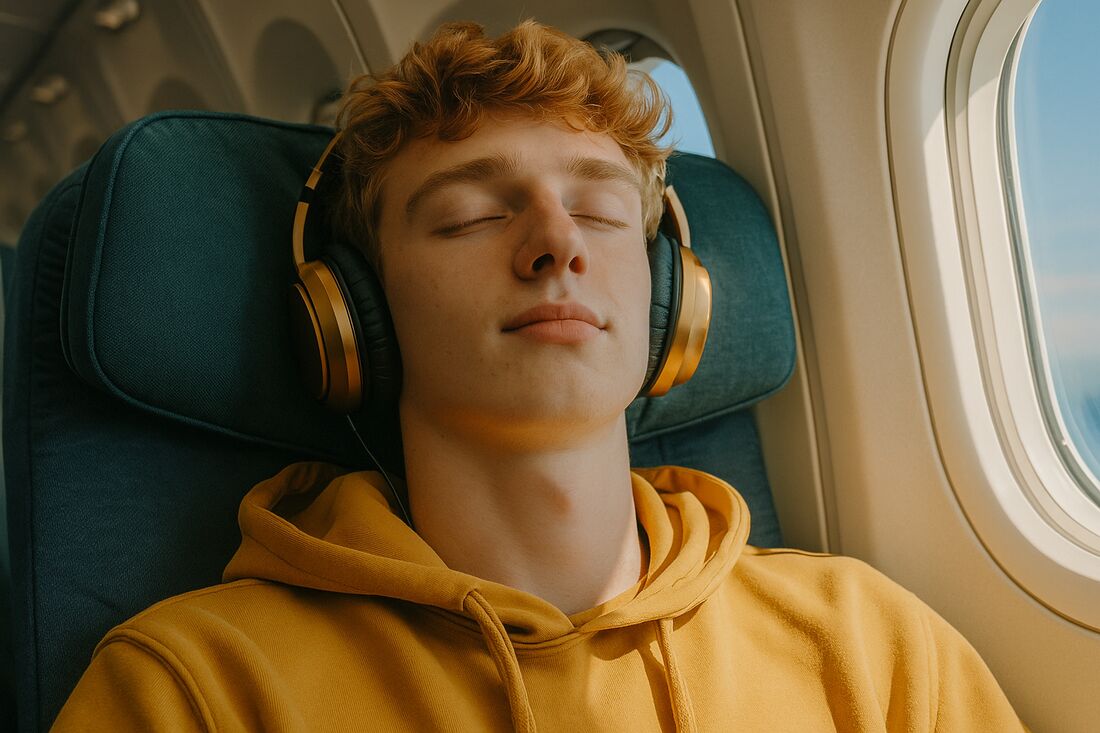 Tanar relaxat ascultand muzica