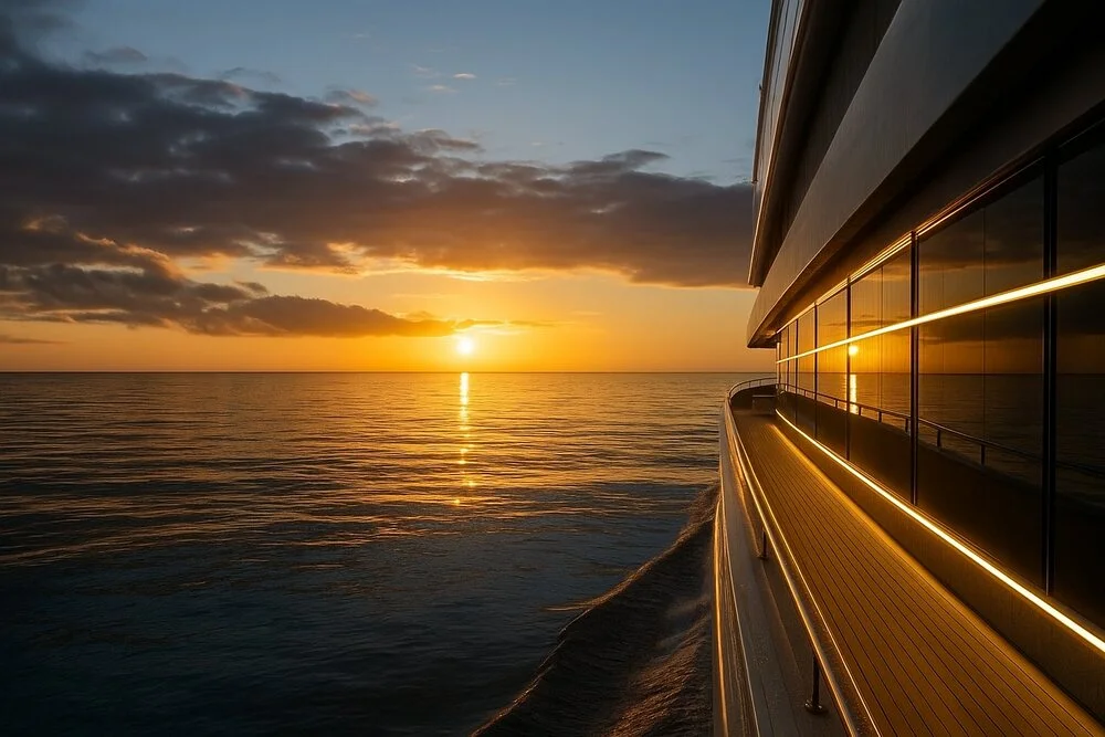 Un vapor de croaziera la apus